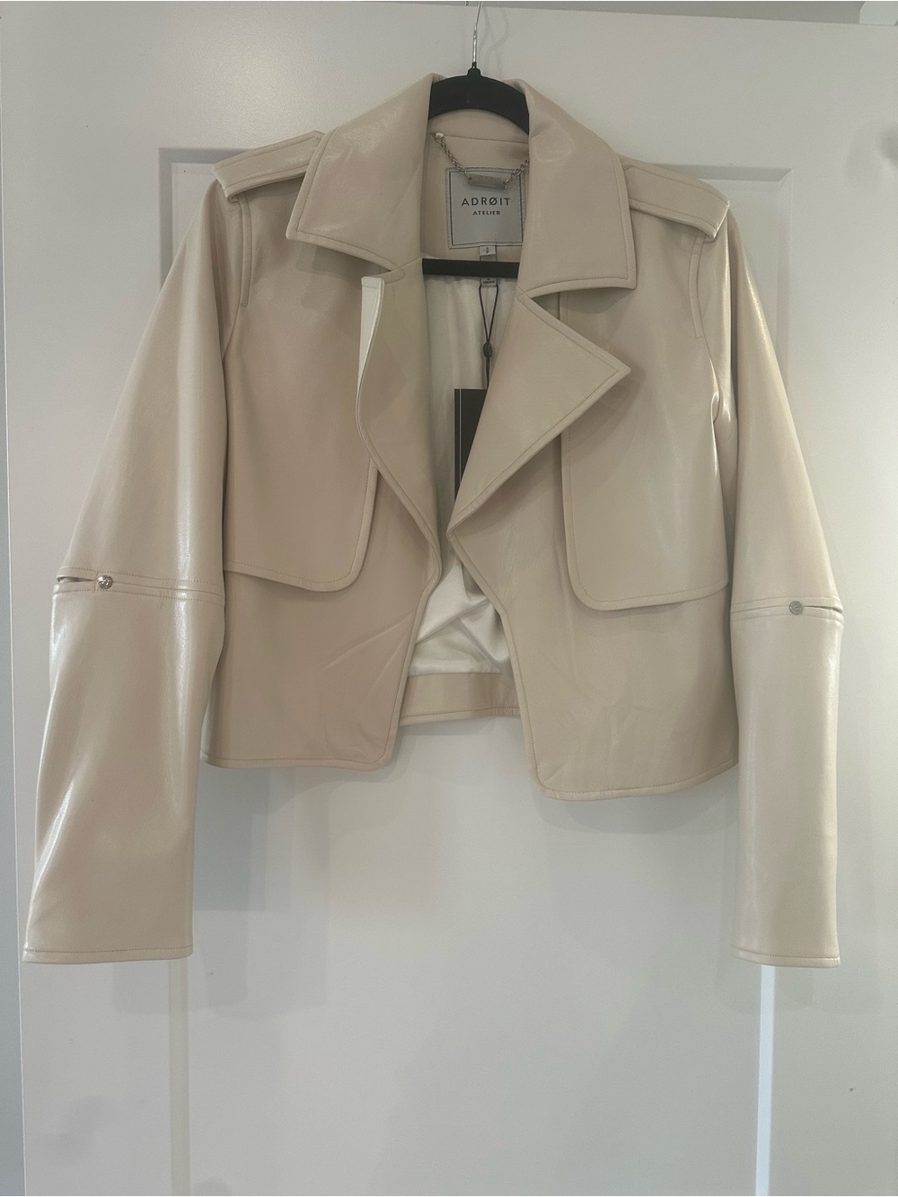 ADROIT CAMILLE VEGAN LEATHER JACKET IN BIRCH